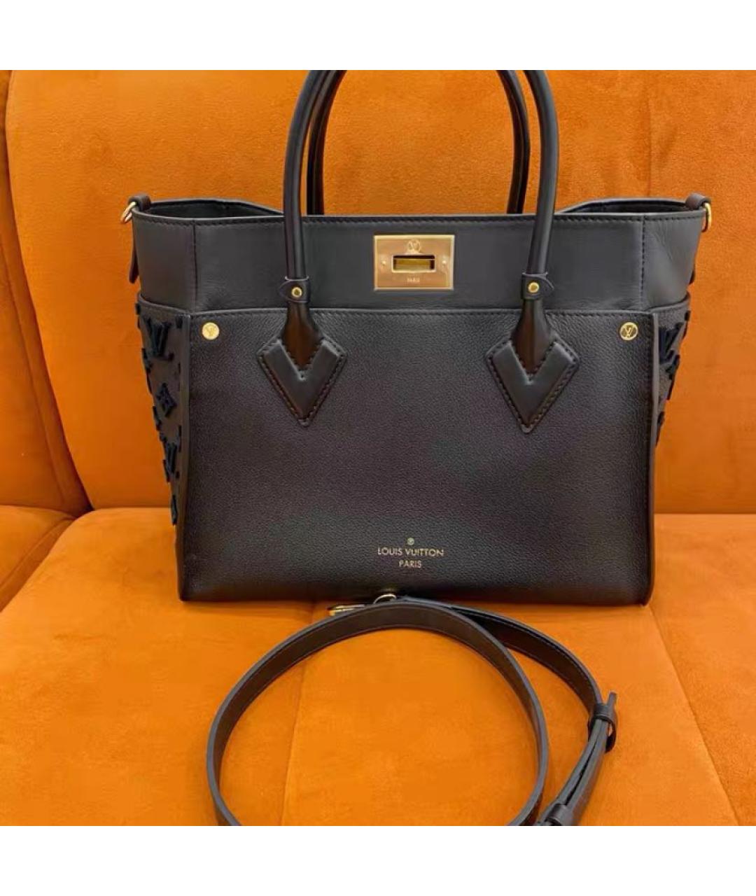 LOUIS VUITTON Черная кожаная сумка тоут, фото 2