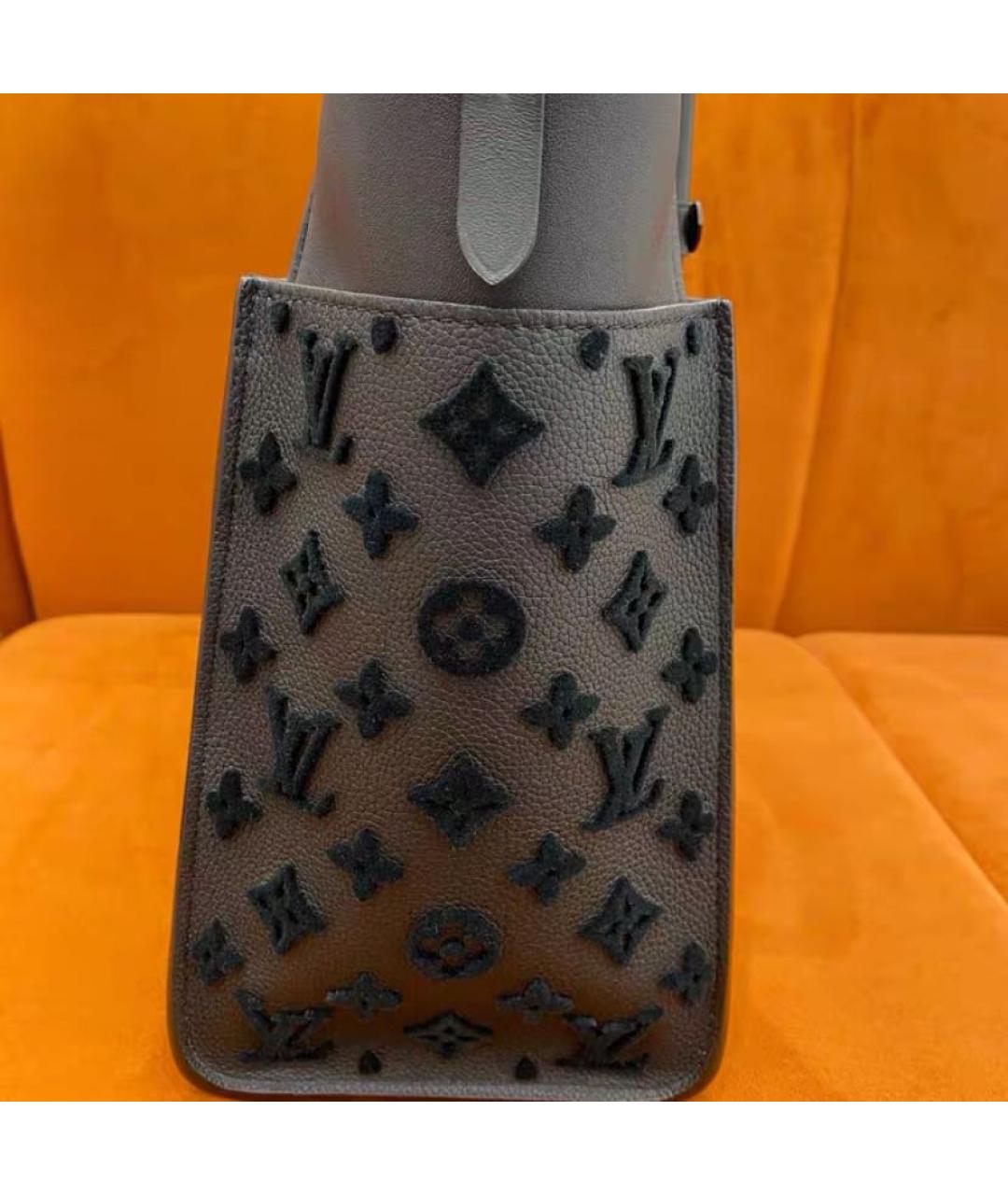 LOUIS VUITTON Черная кожаная сумка тоут, фото 4