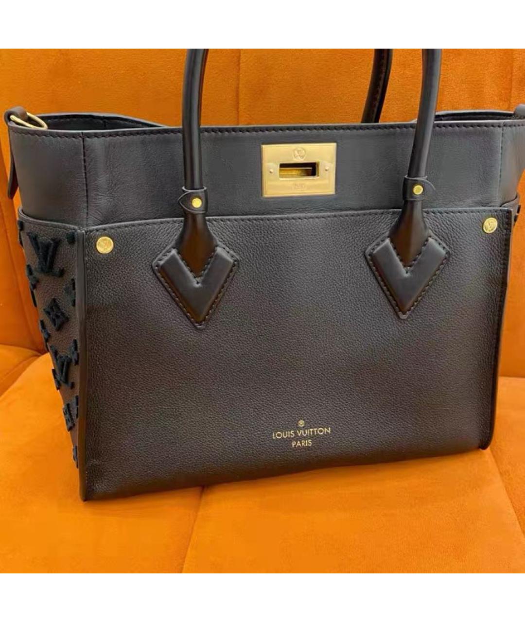 LOUIS VUITTON Черная кожаная сумка тоут, фото 3