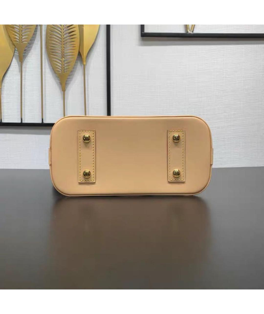 LOUIS VUITTON Бежевая кожаная сумка с короткими ручками, фото 3