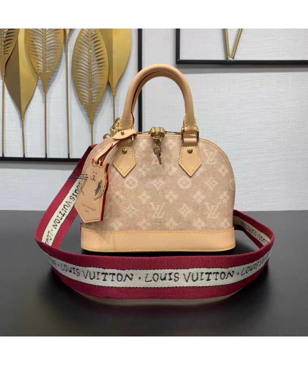 LOUIS VUITTON Бежевая кожаная сумка с короткими ручками, фото 2