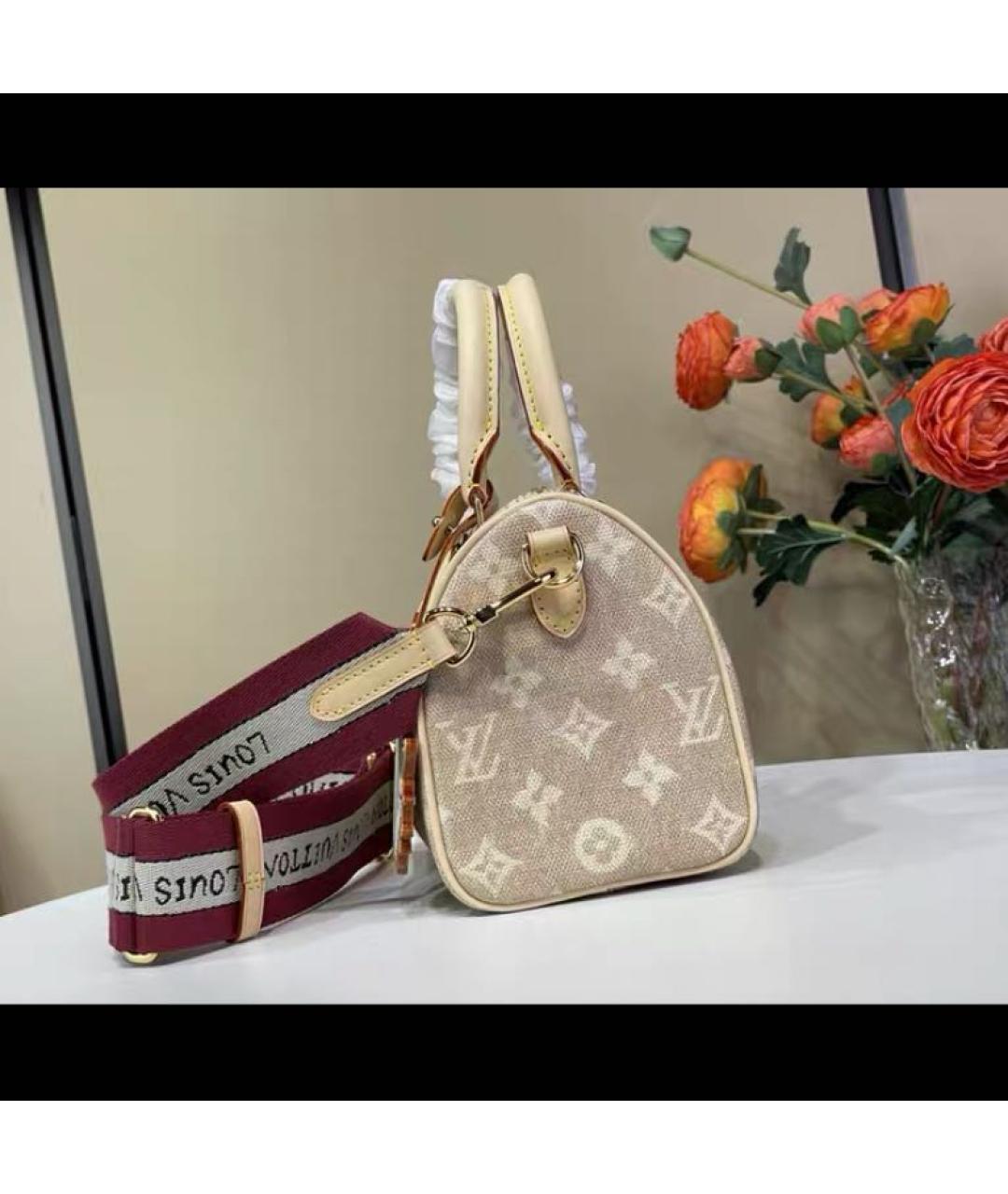 LOUIS VUITTON Бежевая кожаная сумка с короткими ручками, фото 3