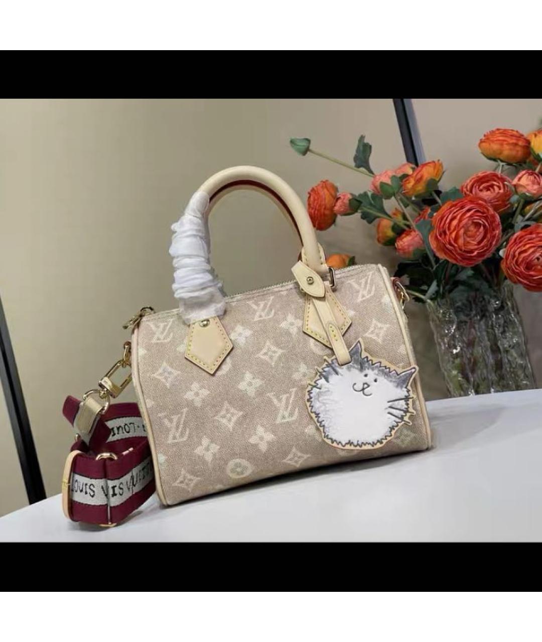 LOUIS VUITTON Бежевая кожаная сумка с короткими ручками, фото 2