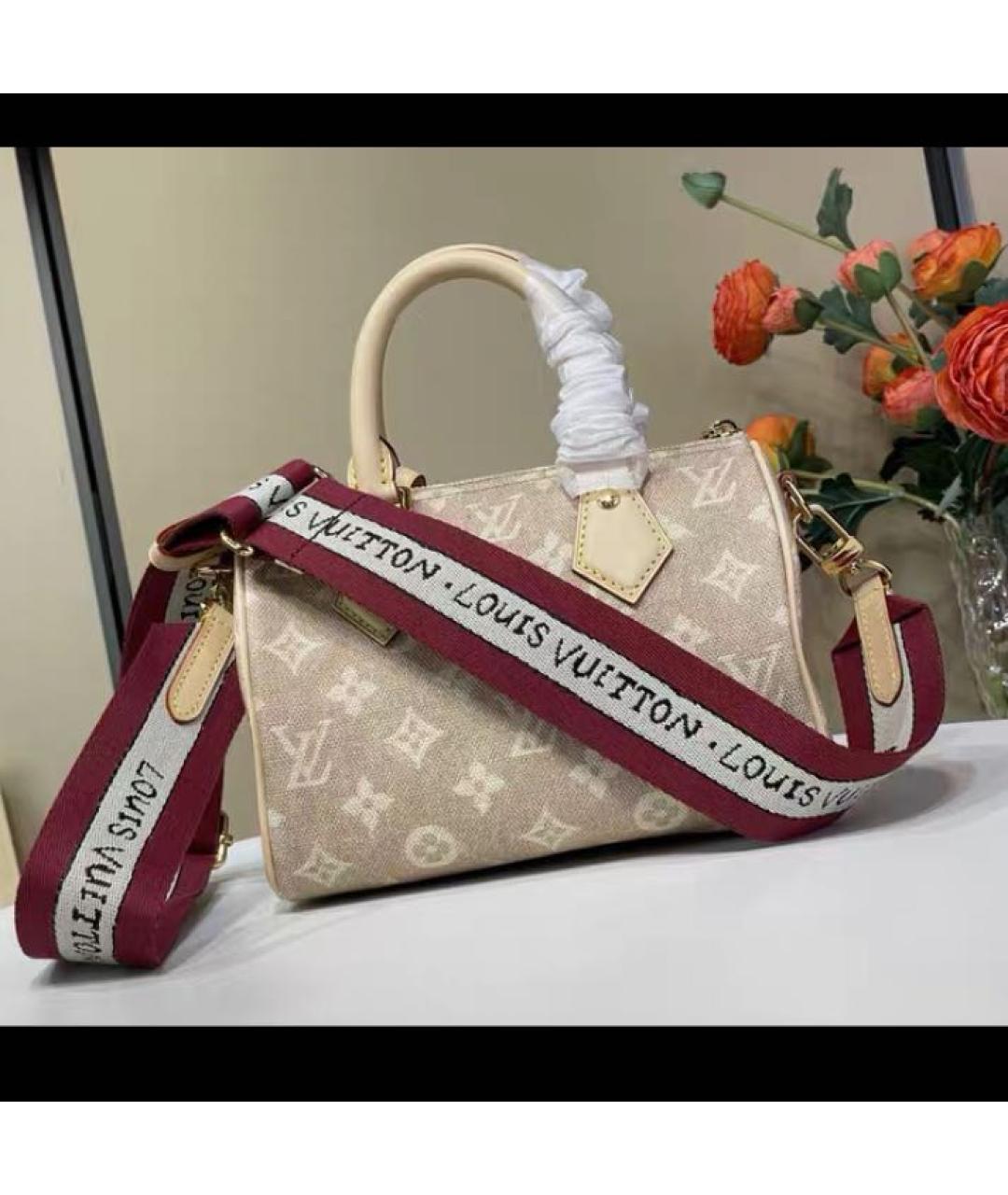 LOUIS VUITTON Бежевая кожаная сумка с короткими ручками, фото 4