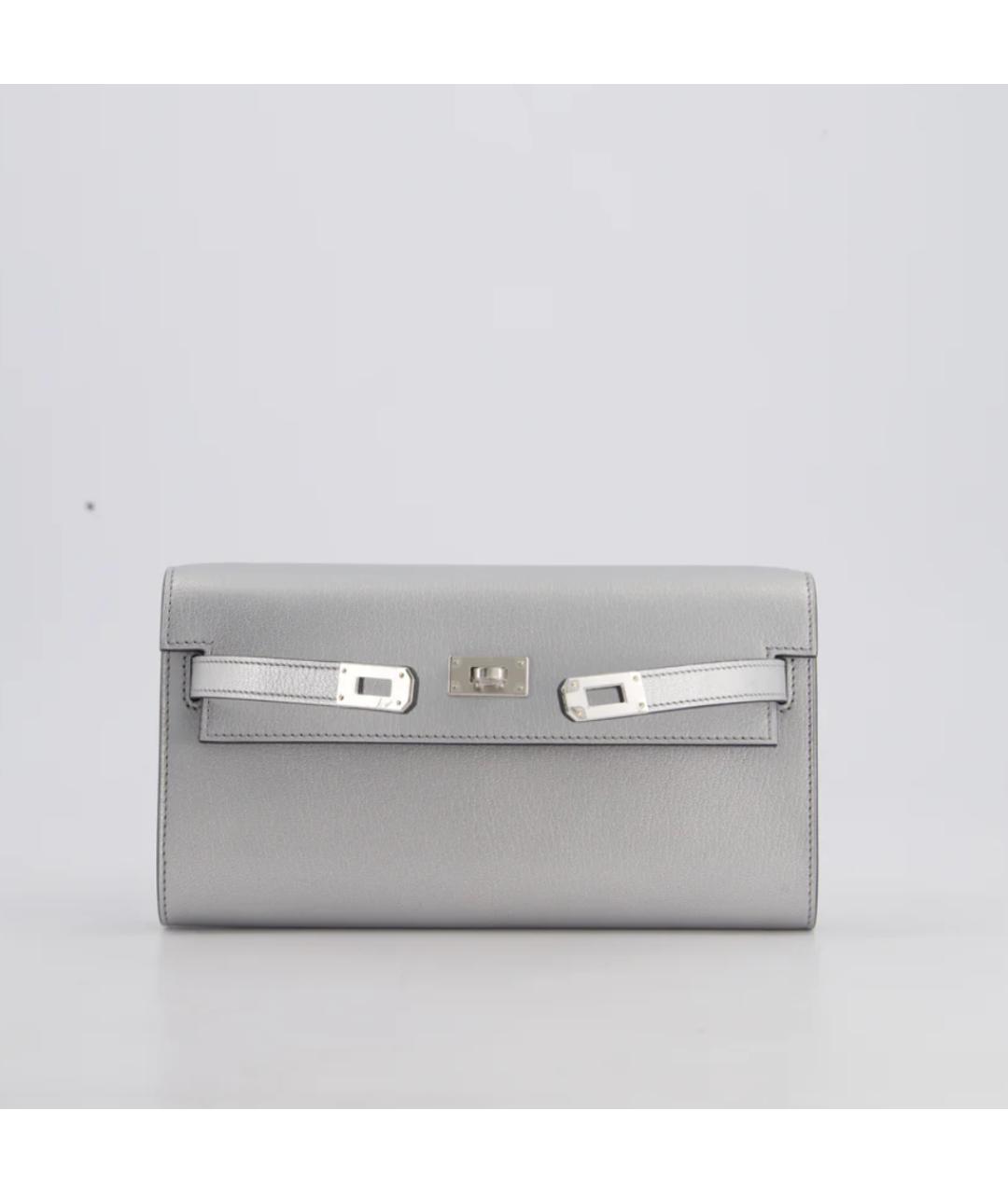 HERMES Серебряная кожаная сумка через плечо, фото 2