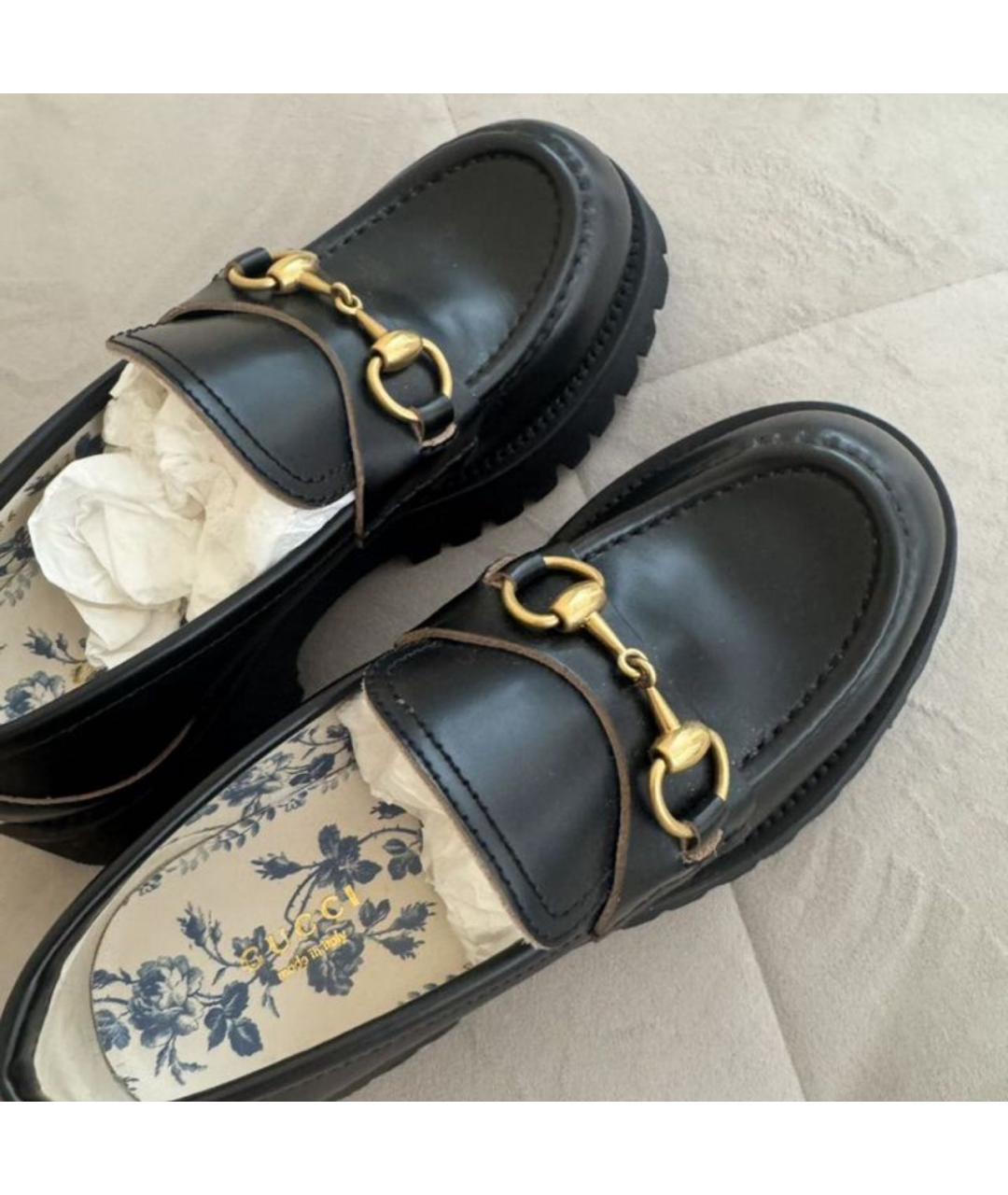 GUCCI Черные кожаные лоферы, фото 5