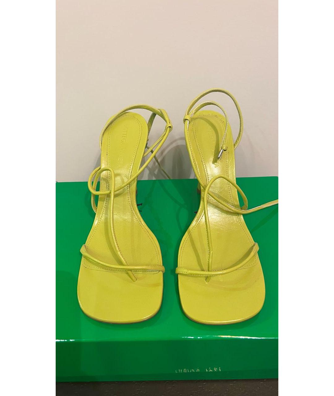 BOTTEGA VENETA Зеленые кожаные босоножки, фото 2