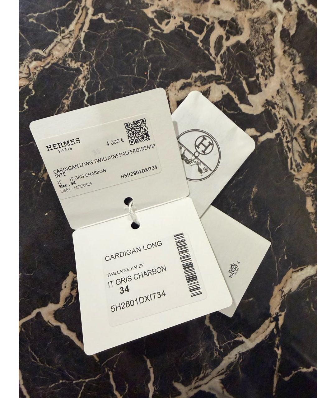 HERMES Черный шелковый кардиган, фото 4