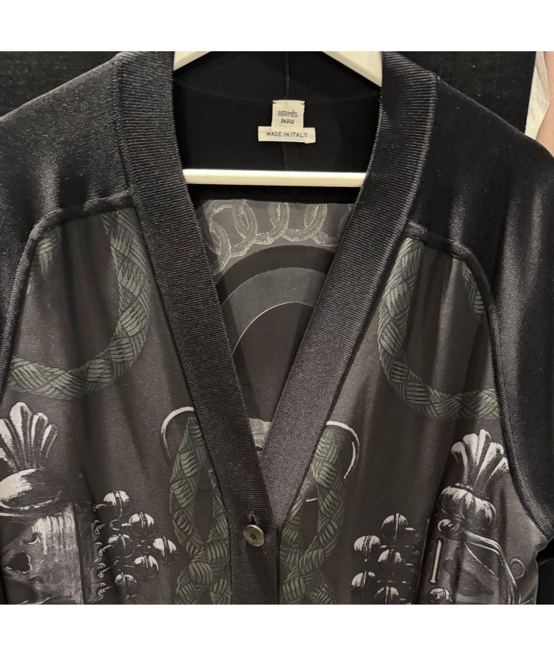 HERMES Черный шелковый кардиган, фото 3