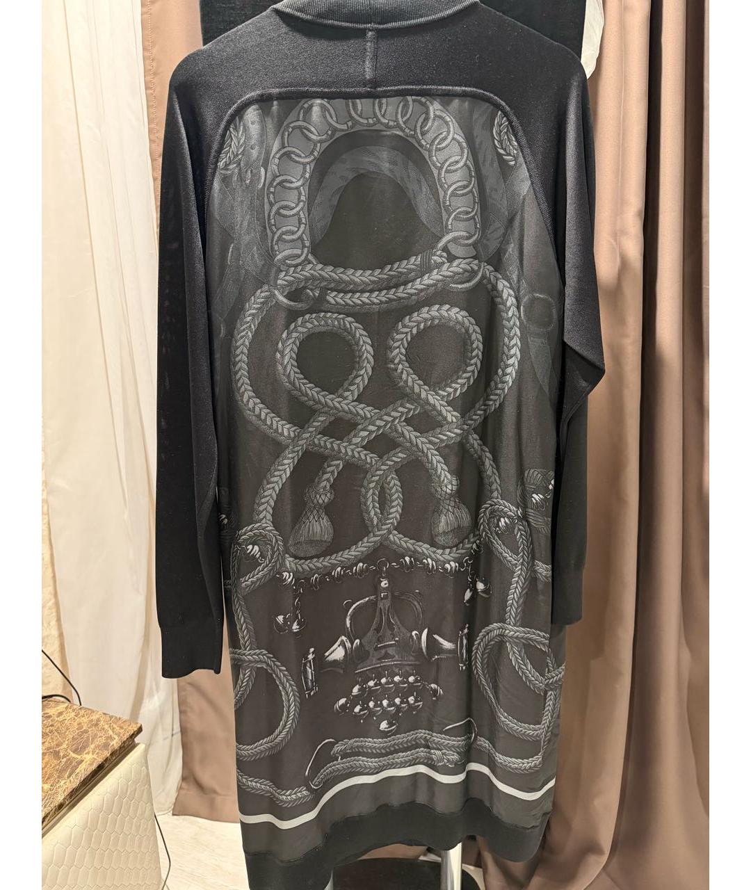 HERMES Черный шелковый кардиган, фото 2