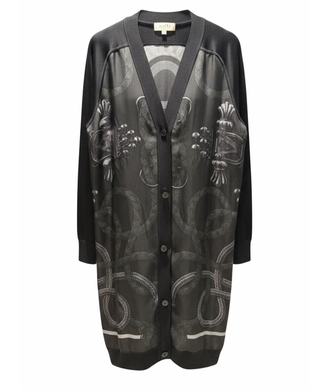 HERMES Черный шелковый кардиган, фото 7