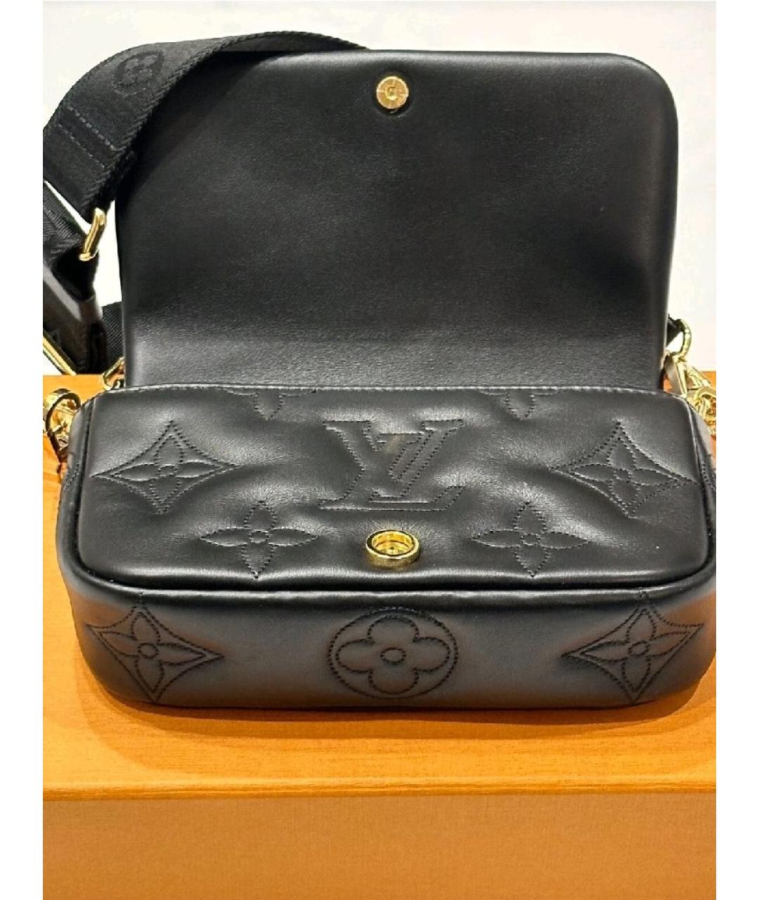 LOUIS VUITTON Черная кожаная сумка через плечо, фото 3