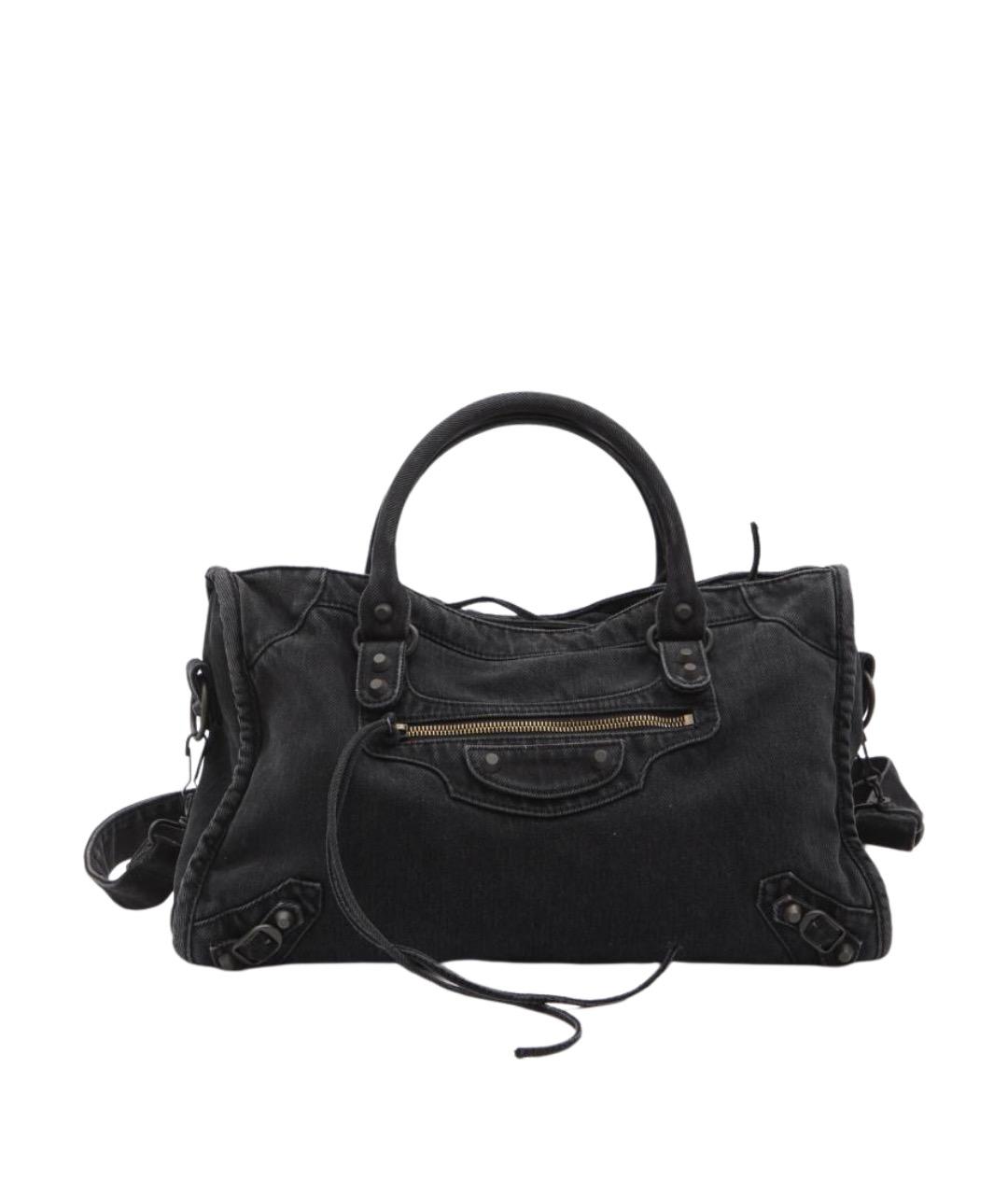 BALENCIAGA Черная хлопковая сумка тоут, фото 1