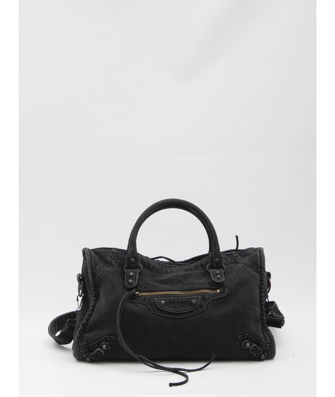 BALENCIAGA Черная хлопковая сумка тоут, фото 5