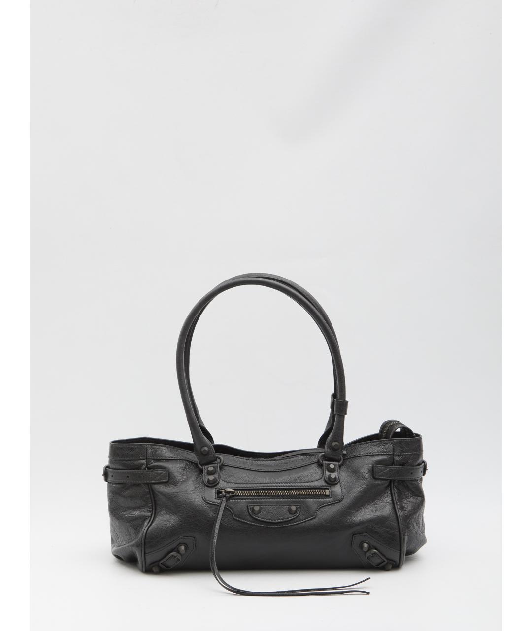 BALENCIAGA Черная кожаная сумка тоут, фото 5