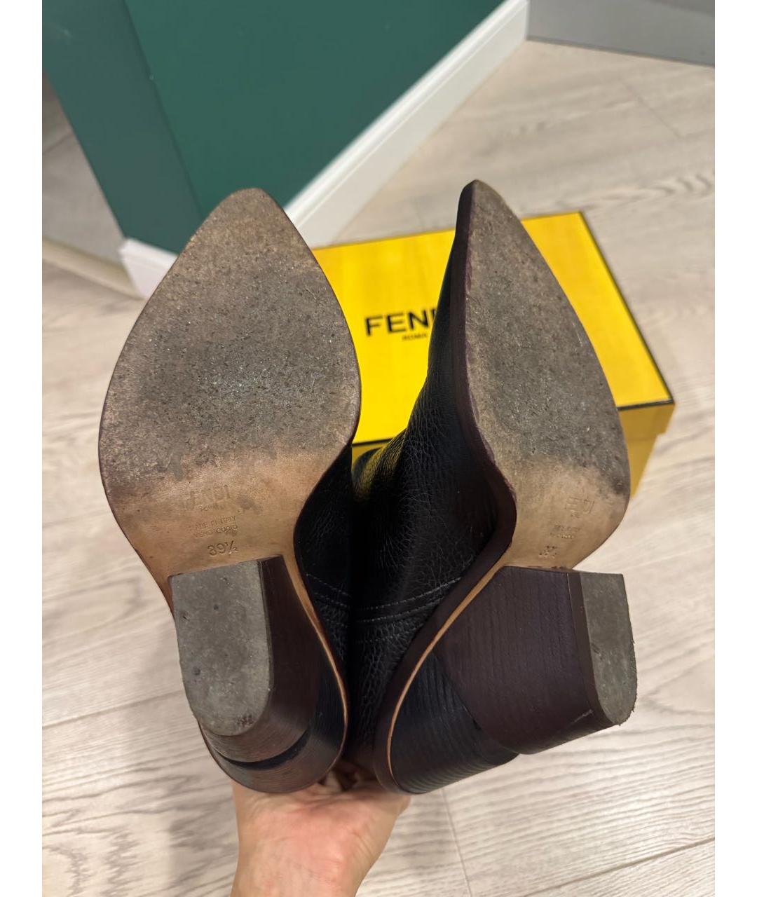 FENDI Черные кожаные полусапоги, фото 5