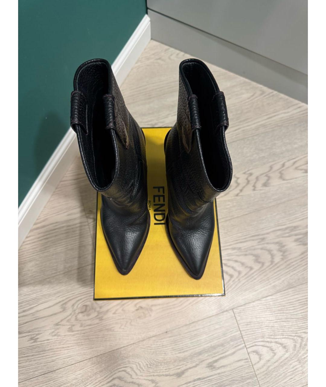 FENDI Черные кожаные полусапоги, фото 3