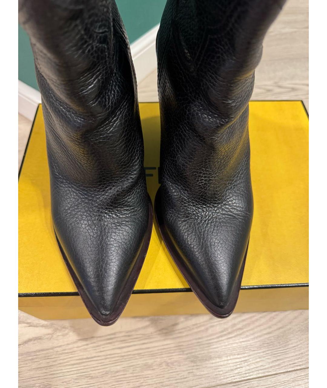 FENDI Черные кожаные полусапоги, фото 2
