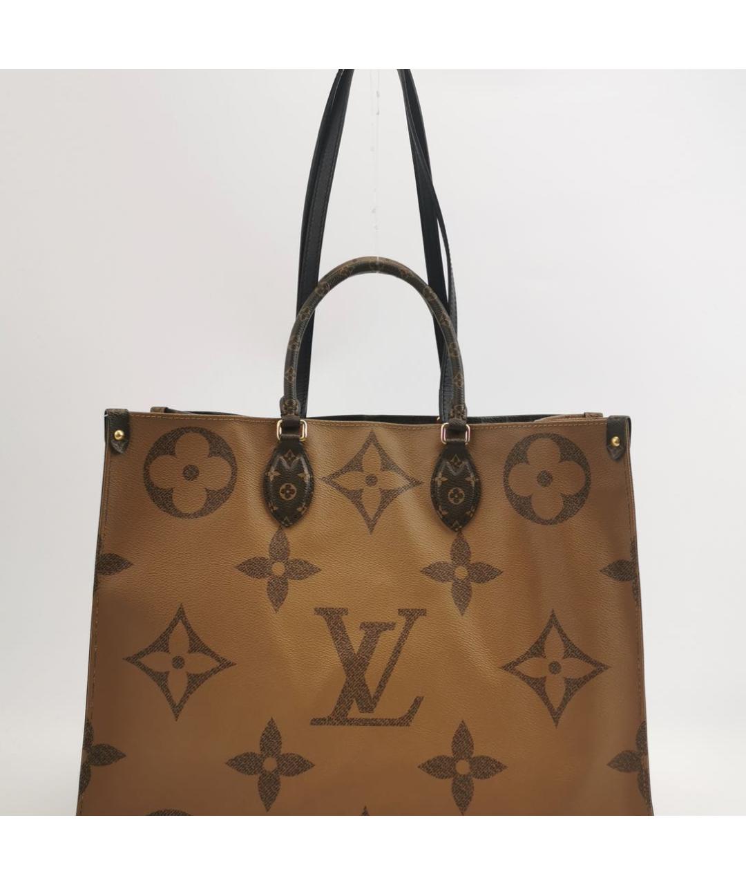 LOUIS VUITTON Коричневая кожаная сумка тоут, фото 4
