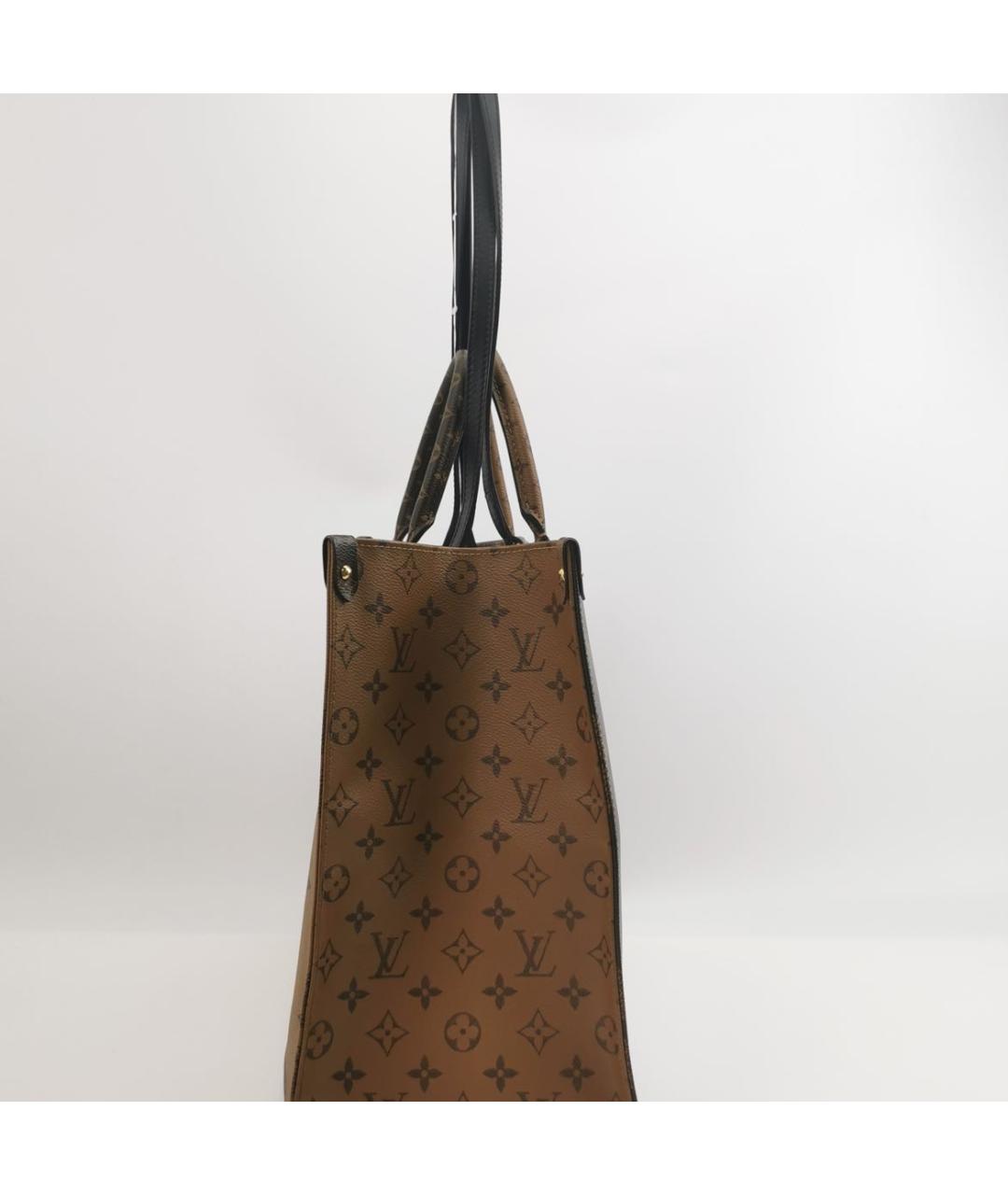 LOUIS VUITTON Коричневая кожаная сумка тоут, фото 3