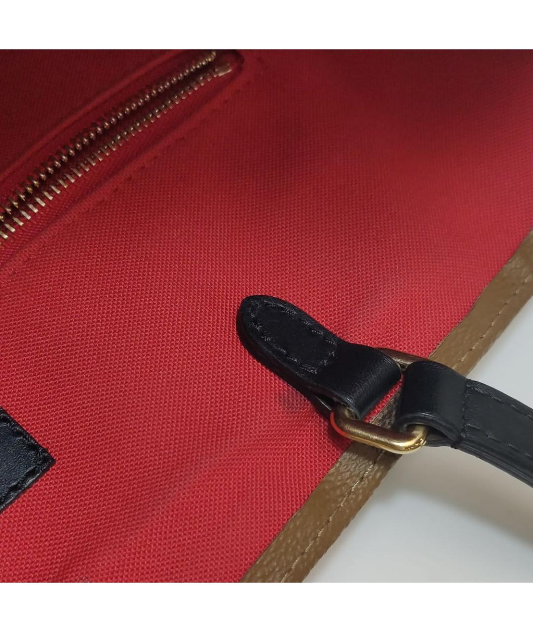 LOUIS VUITTON Коричневая кожаная сумка тоут, фото 7