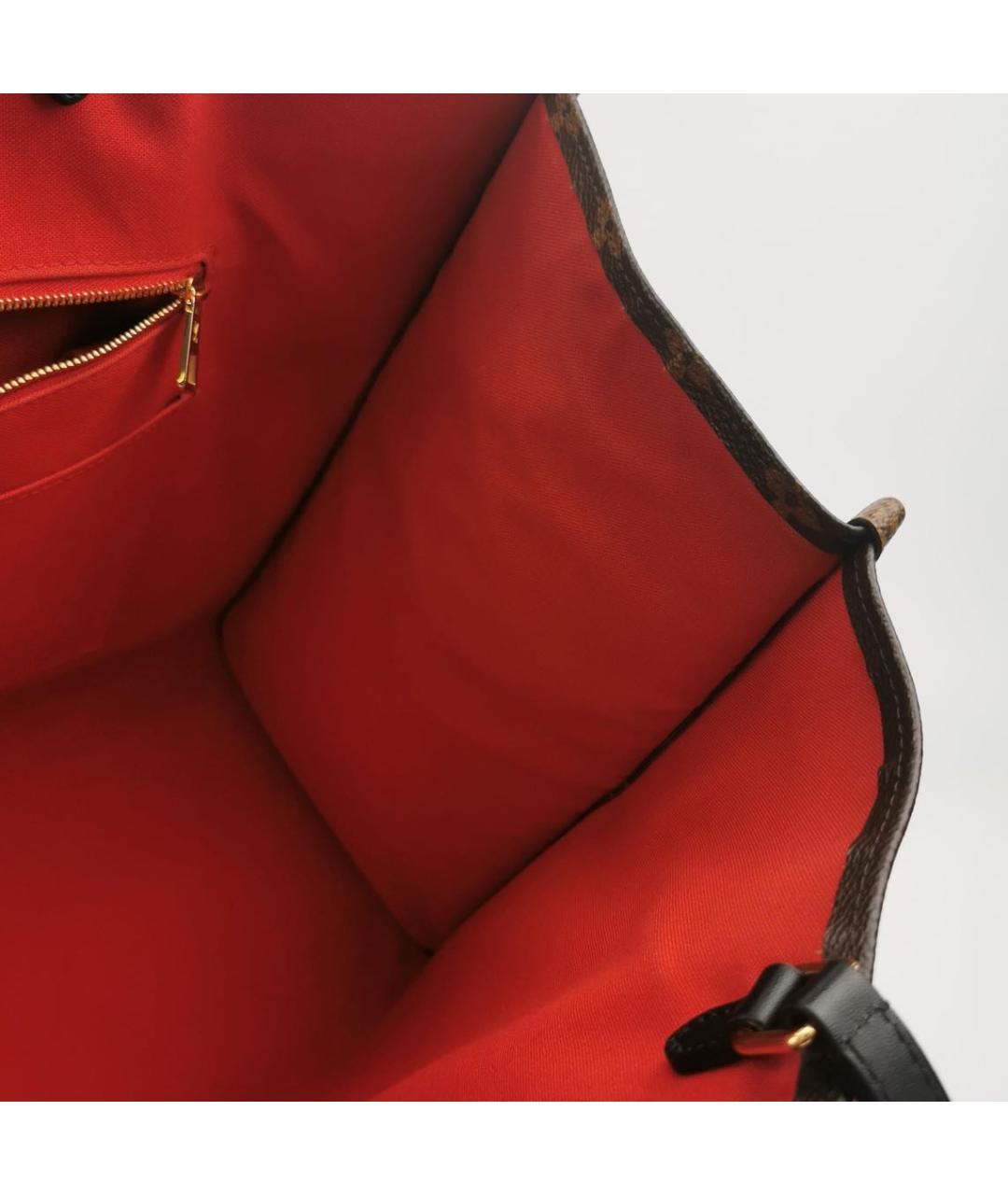 LOUIS VUITTON Коричневая кожаная сумка тоут, фото 6