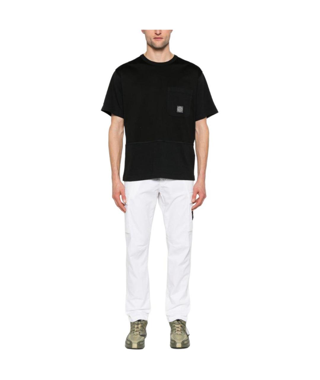 STONE ISLAND Черная хлопковая футболка, фото 3