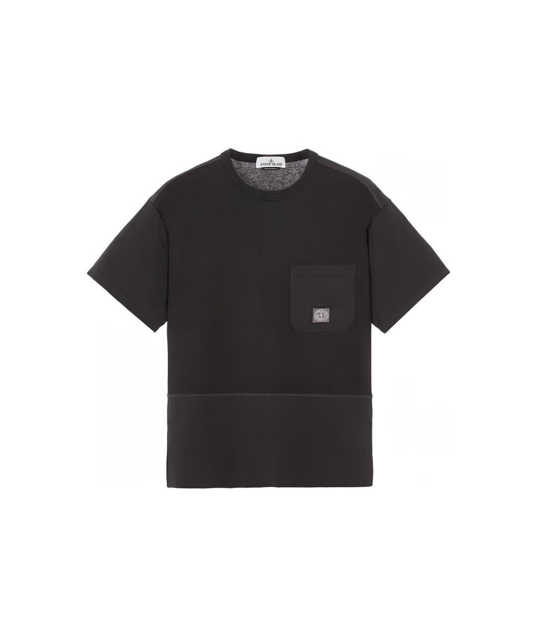 STONE ISLAND Черная хлопковая футболка, фото 1