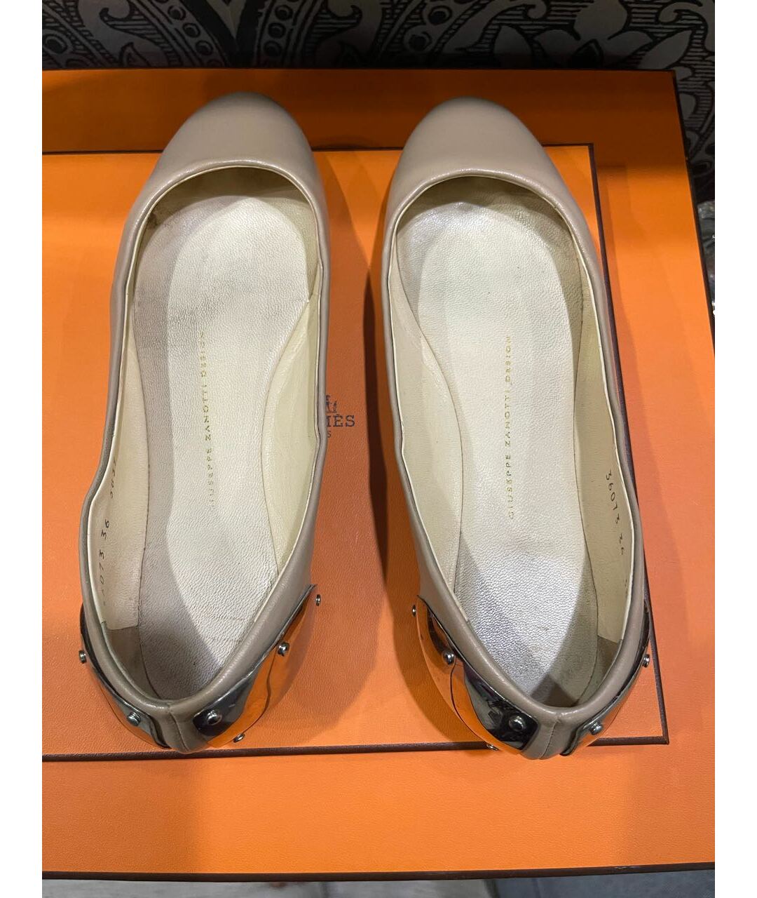 GIUSEPPE ZANOTTI DESIGN Бежевые кожаные балетки, фото 3