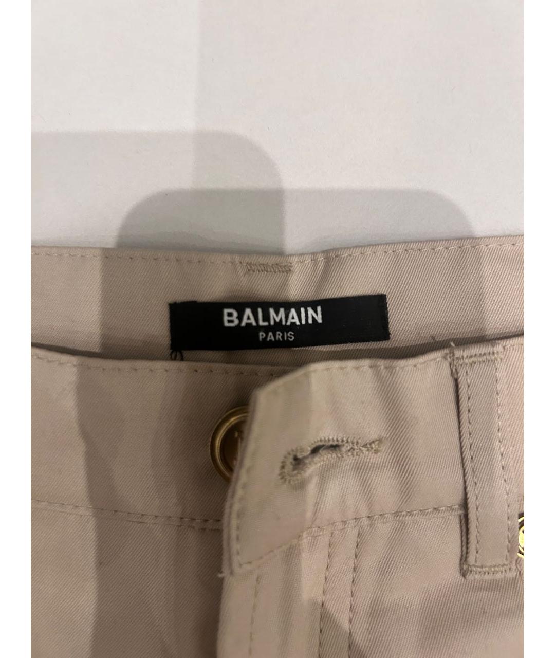 BALMAIN Бежевые хлопковые брюки и шорты, фото 3