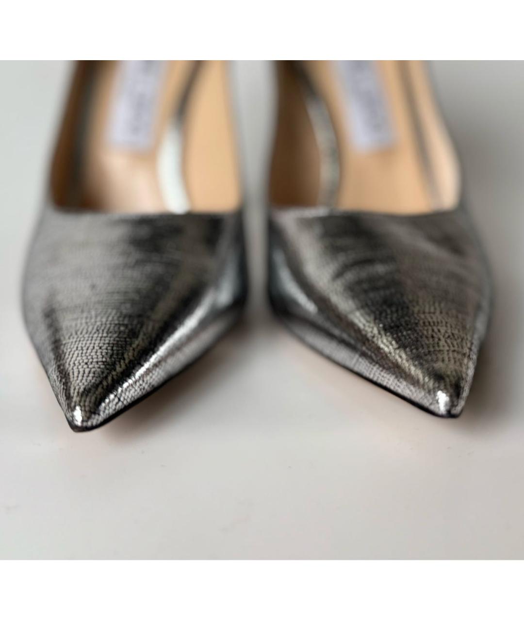 JIMMY CHOO Серебряные кожаные туфли, фото 5