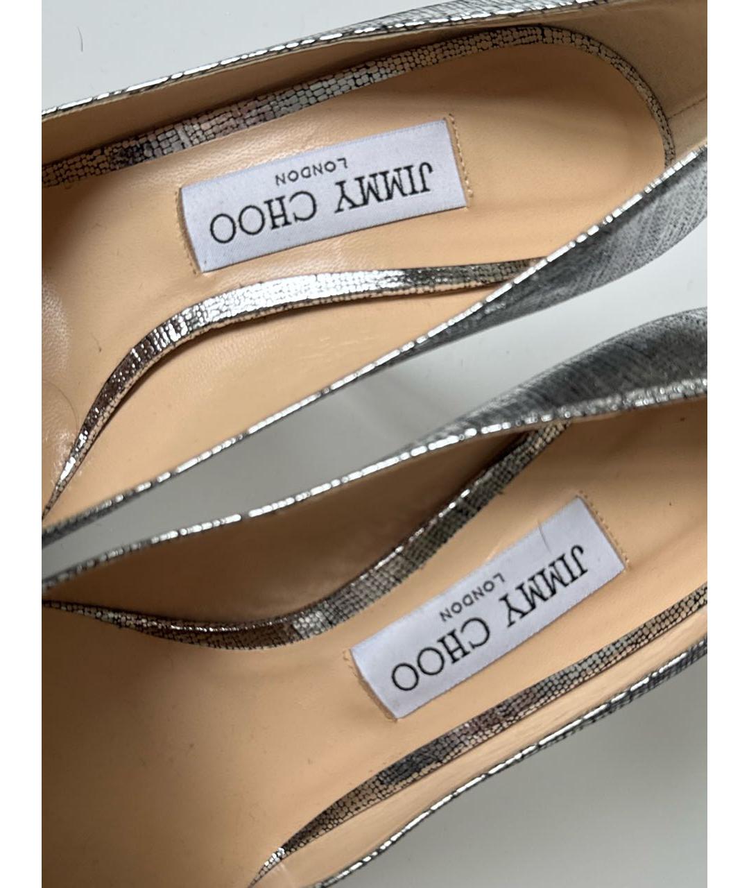 JIMMY CHOO Серебряные кожаные туфли, фото 6