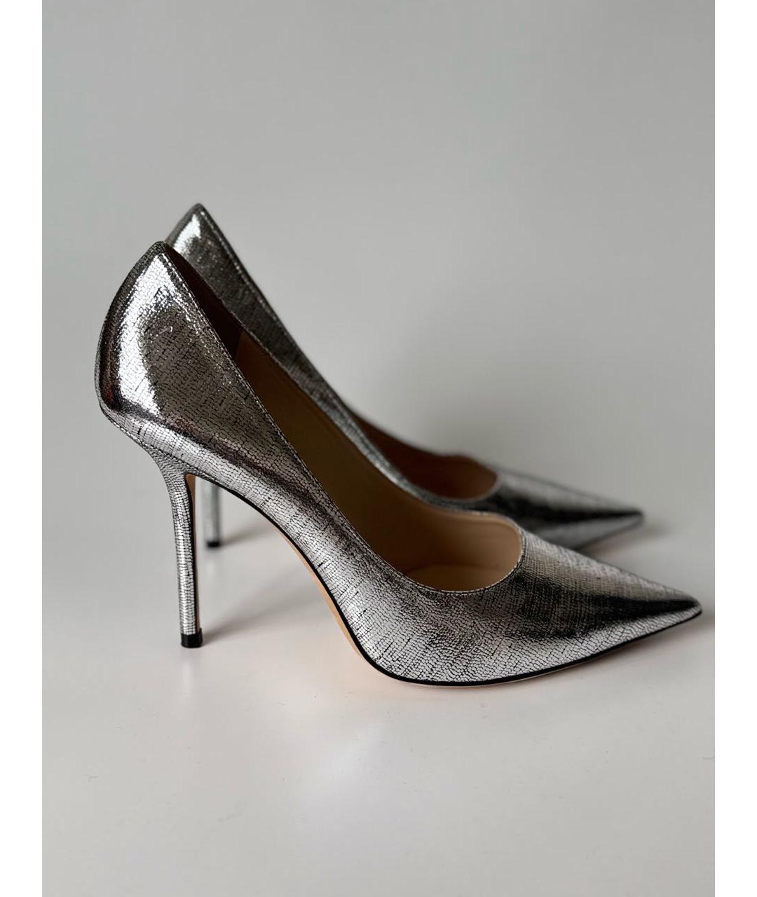 JIMMY CHOO Серебряные кожаные туфли, фото 7