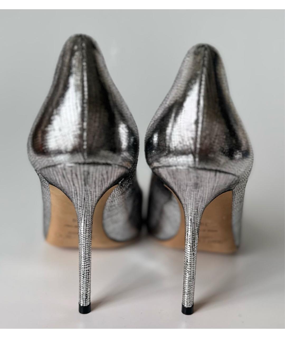 JIMMY CHOO Серебряные кожаные туфли, фото 4