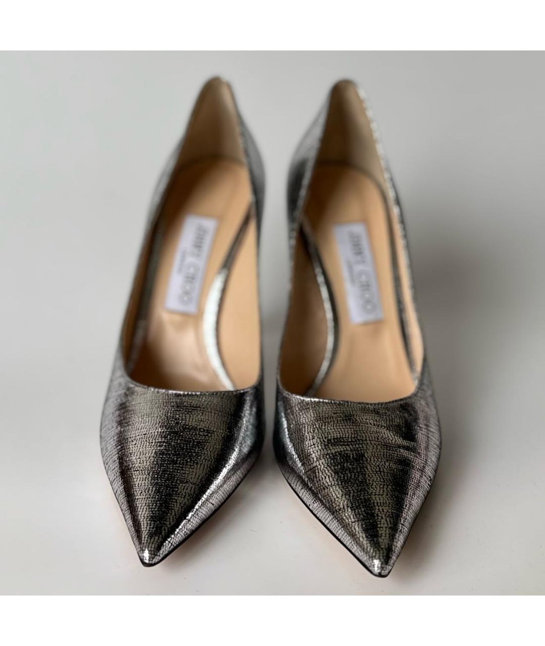 JIMMY CHOO Серебряные кожаные туфли, фото 2