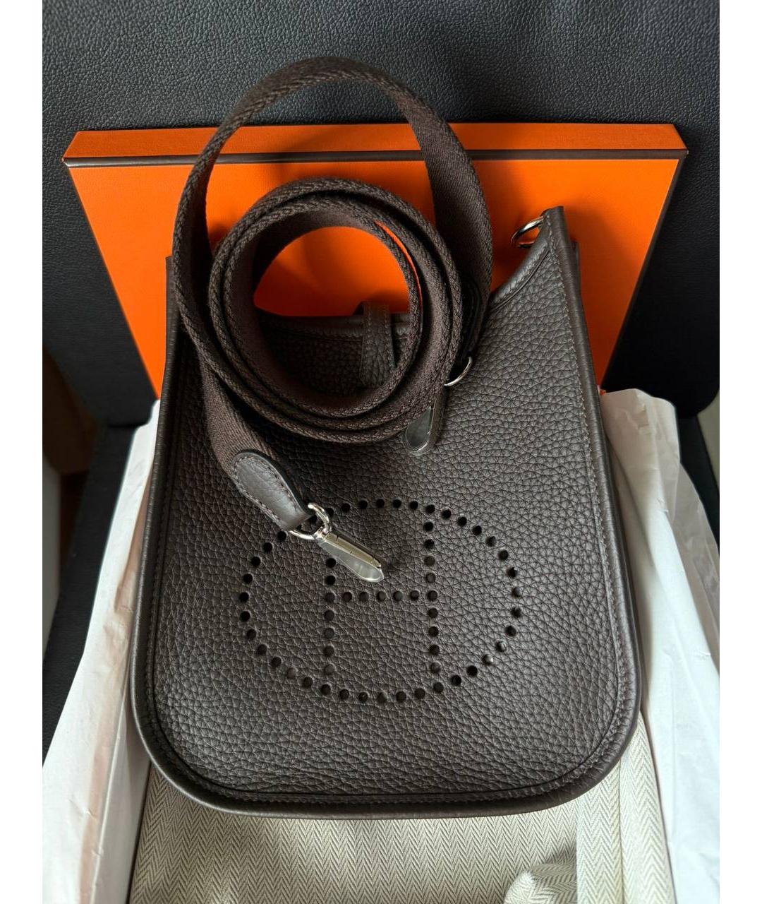 HERMES Коричневая кожаная сумка через плечо, фото 4