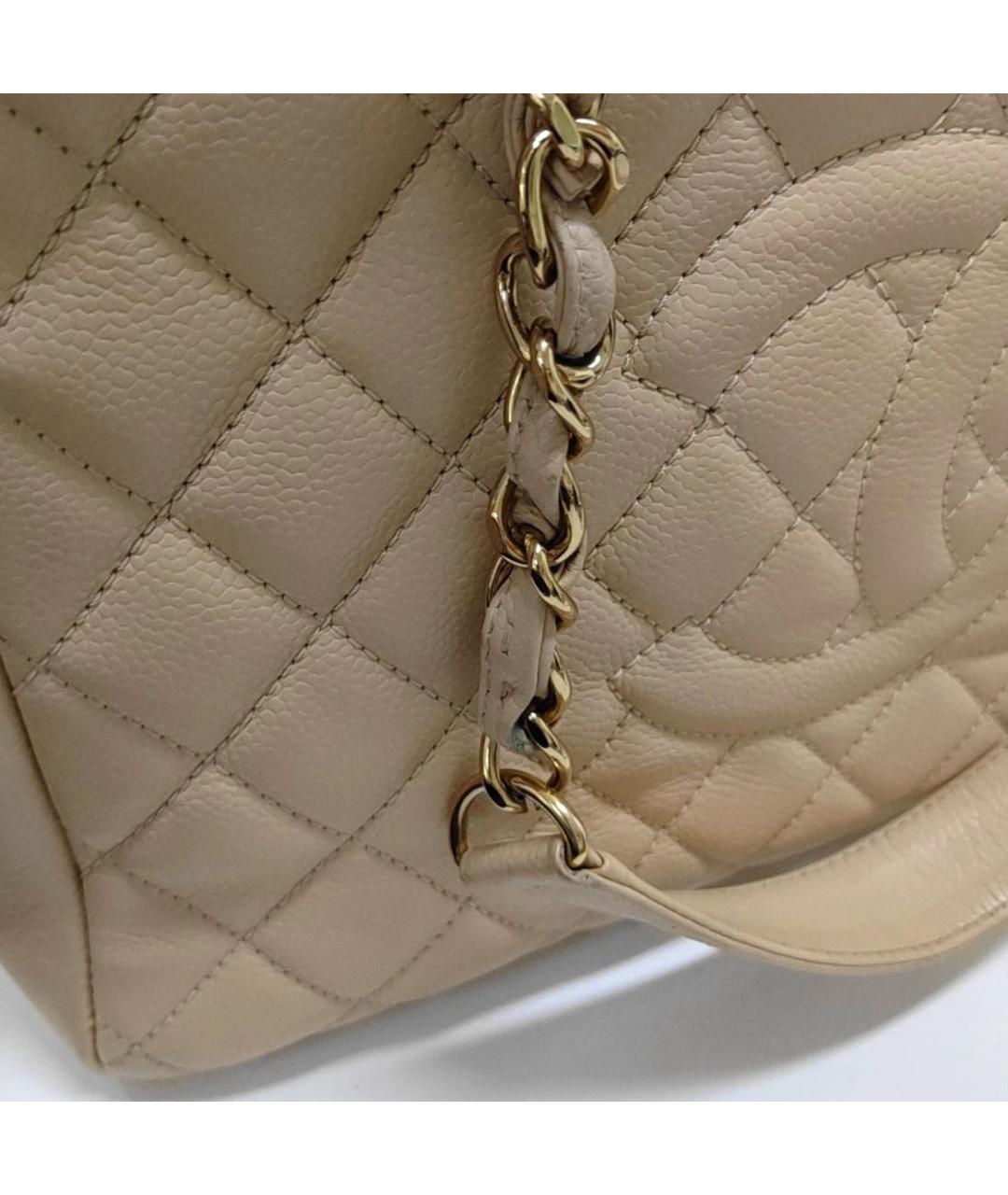 CHANEL Бежевая кожаная сумка тоут, фото 8