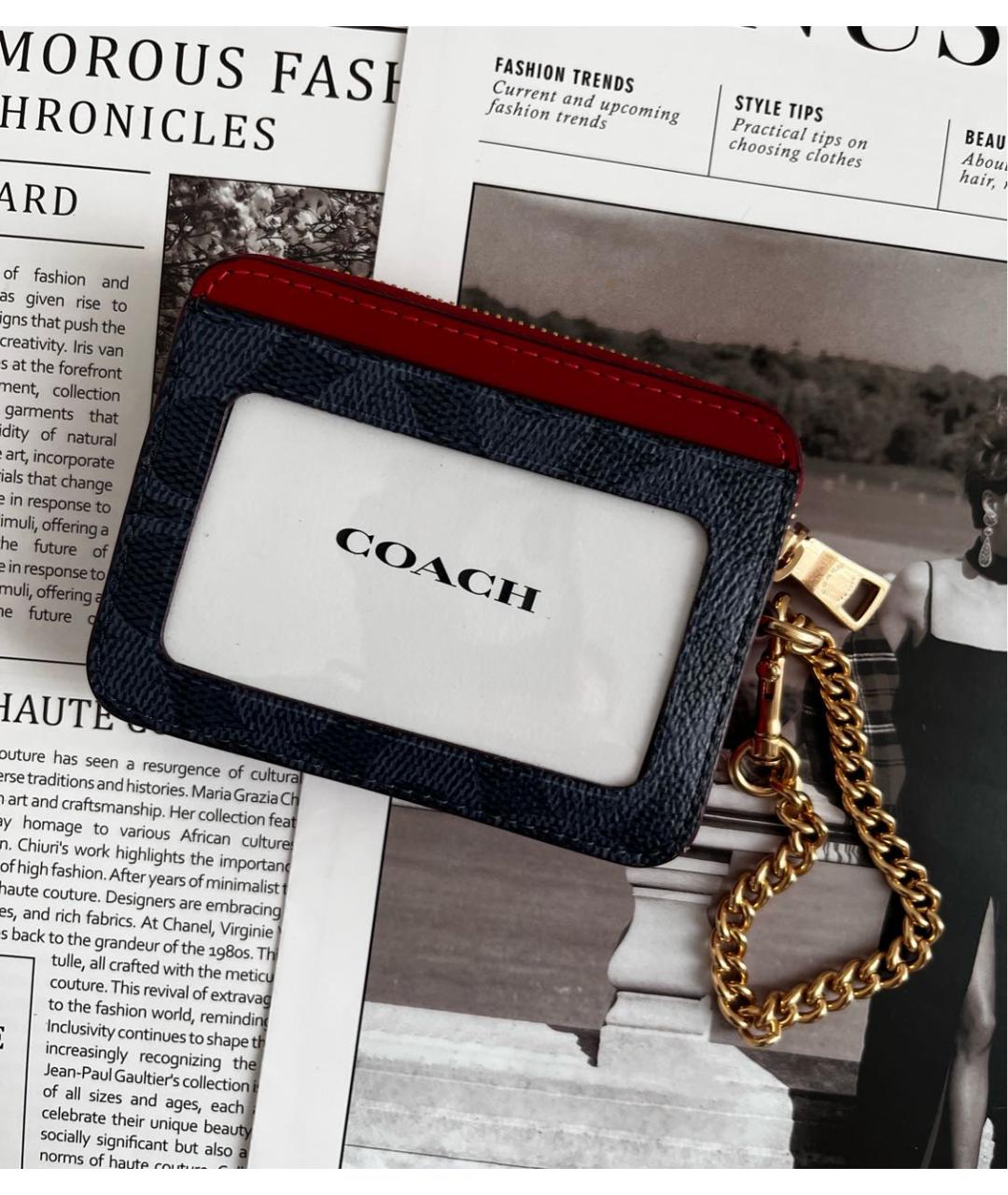 COACH Темно-синий кожаный кардхолдер, фото 2