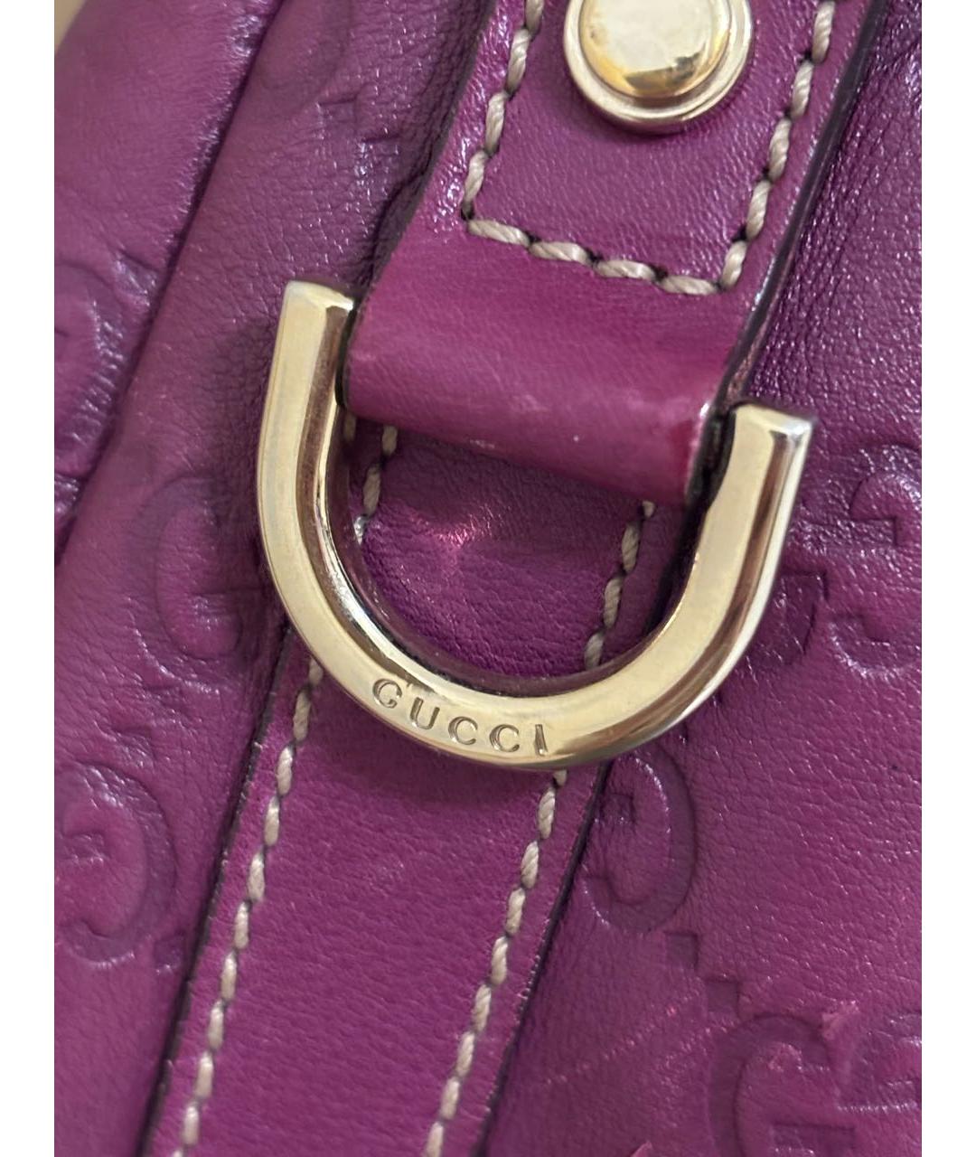 GUCCI Фиолетовая кожаная сумка с короткими ручками, фото 3