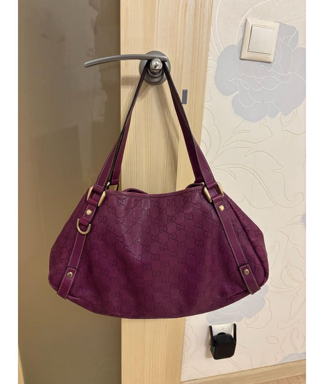 GUCCI Фиолетовая кожаная сумка с короткими ручками, фото 2