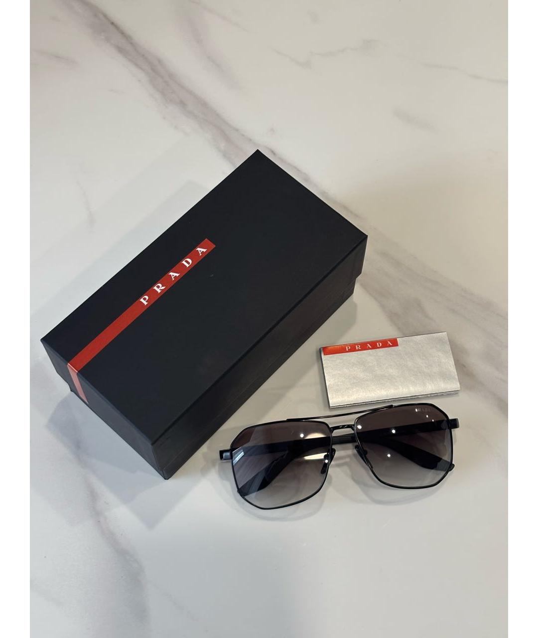 PRADA Черные металлические солнцезащитные очки, фото 4