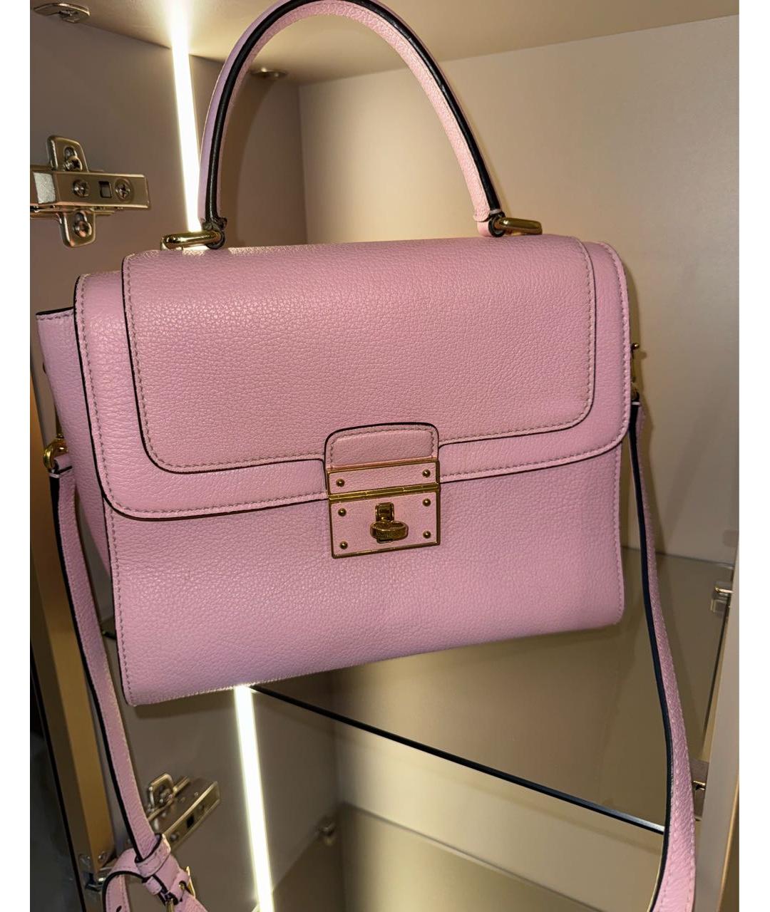 DOLCE&GABBANA Розовая кожаная сумка через плечо, фото 2