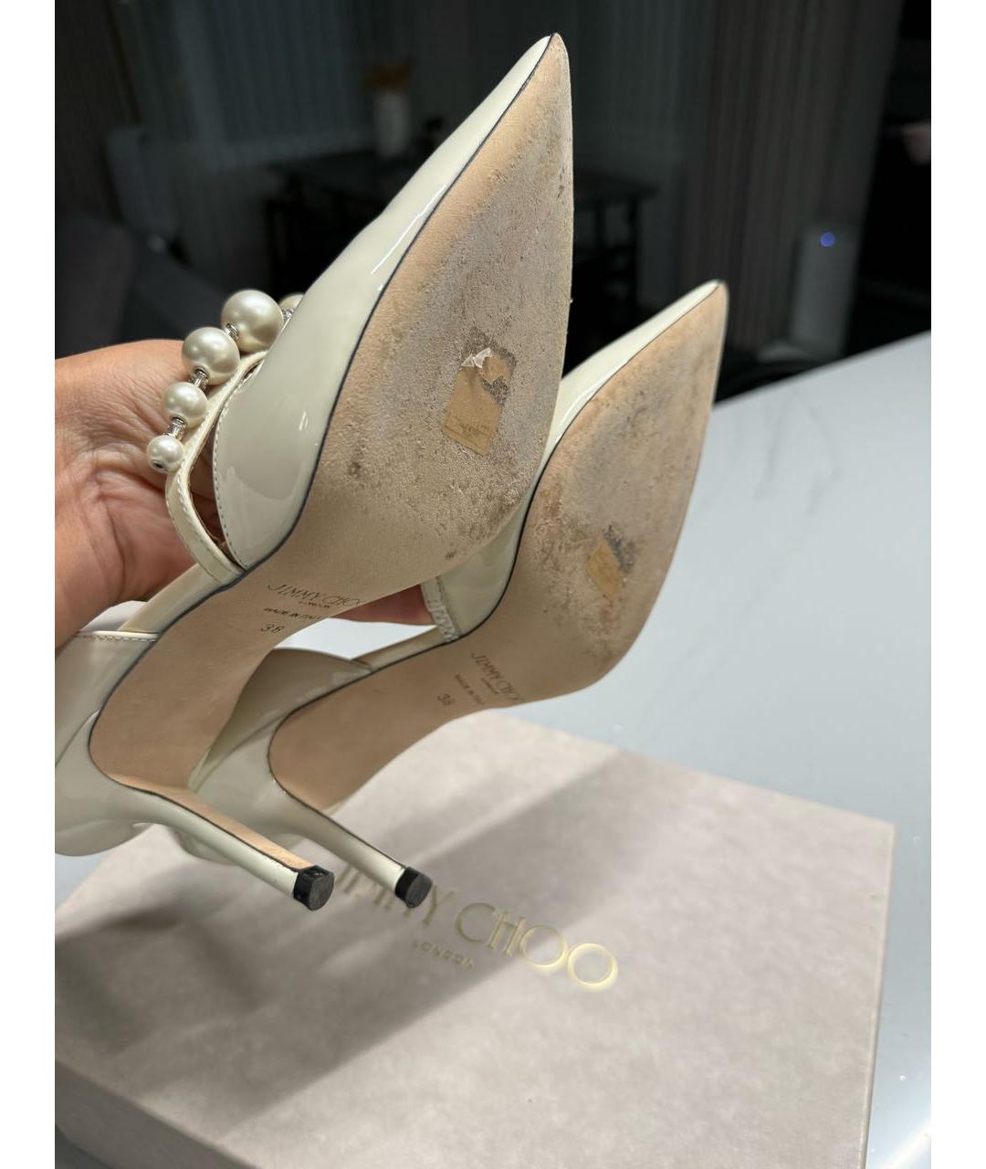 JIMMY CHOO Бежевые туфли из лакированной кожи, фото 6