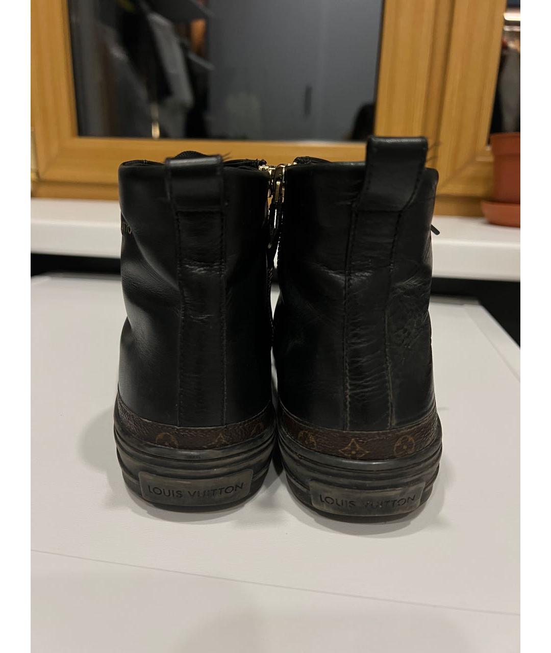 LOUIS VUITTON Черные кожаные кеды, фото 4