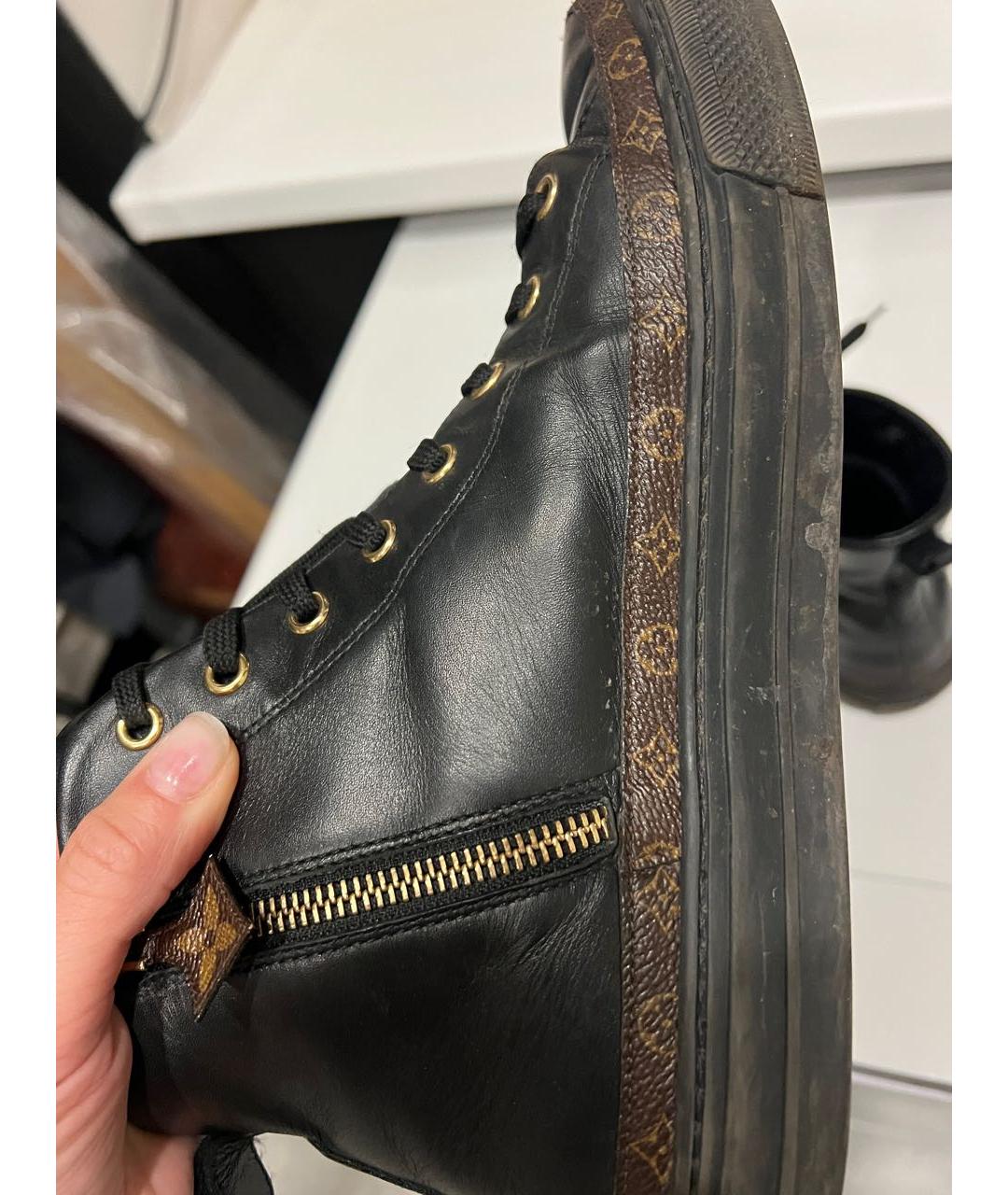 LOUIS VUITTON Черные кожаные кеды, фото 3