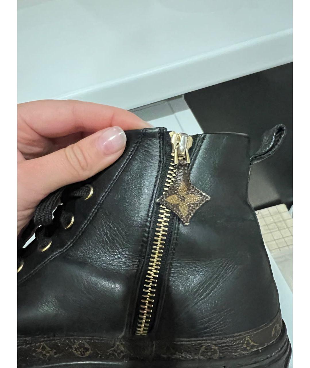 LOUIS VUITTON Черные кожаные кеды, фото 6