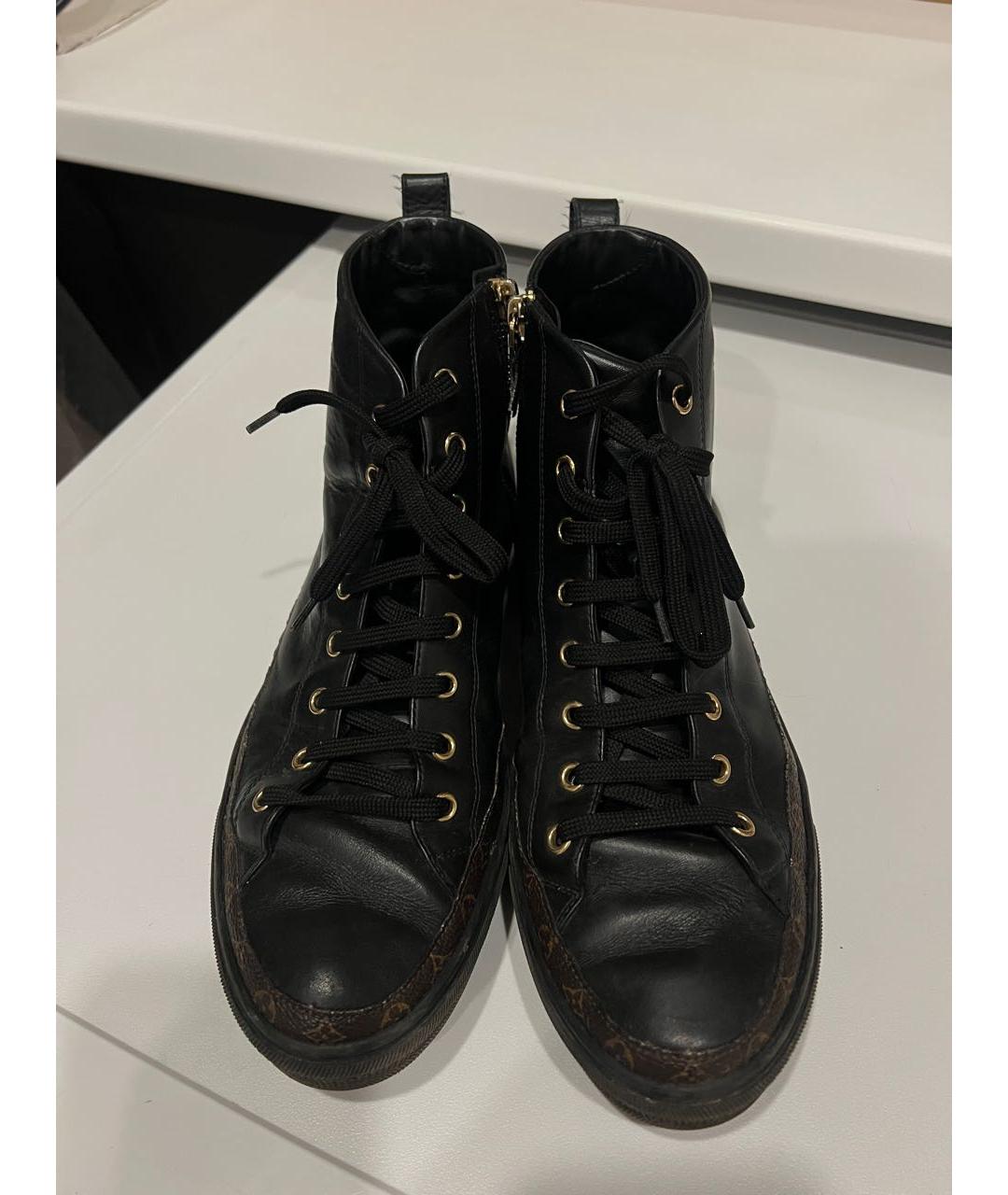 LOUIS VUITTON Черные кожаные кеды, фото 2