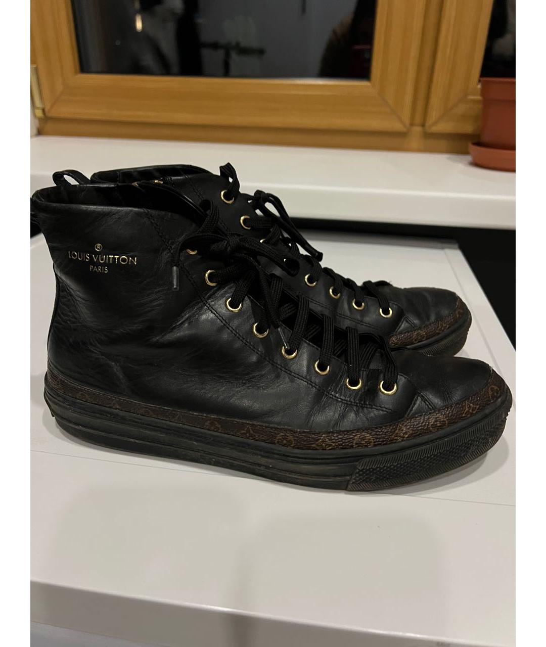 LOUIS VUITTON Черные кожаные кеды, фото 9
