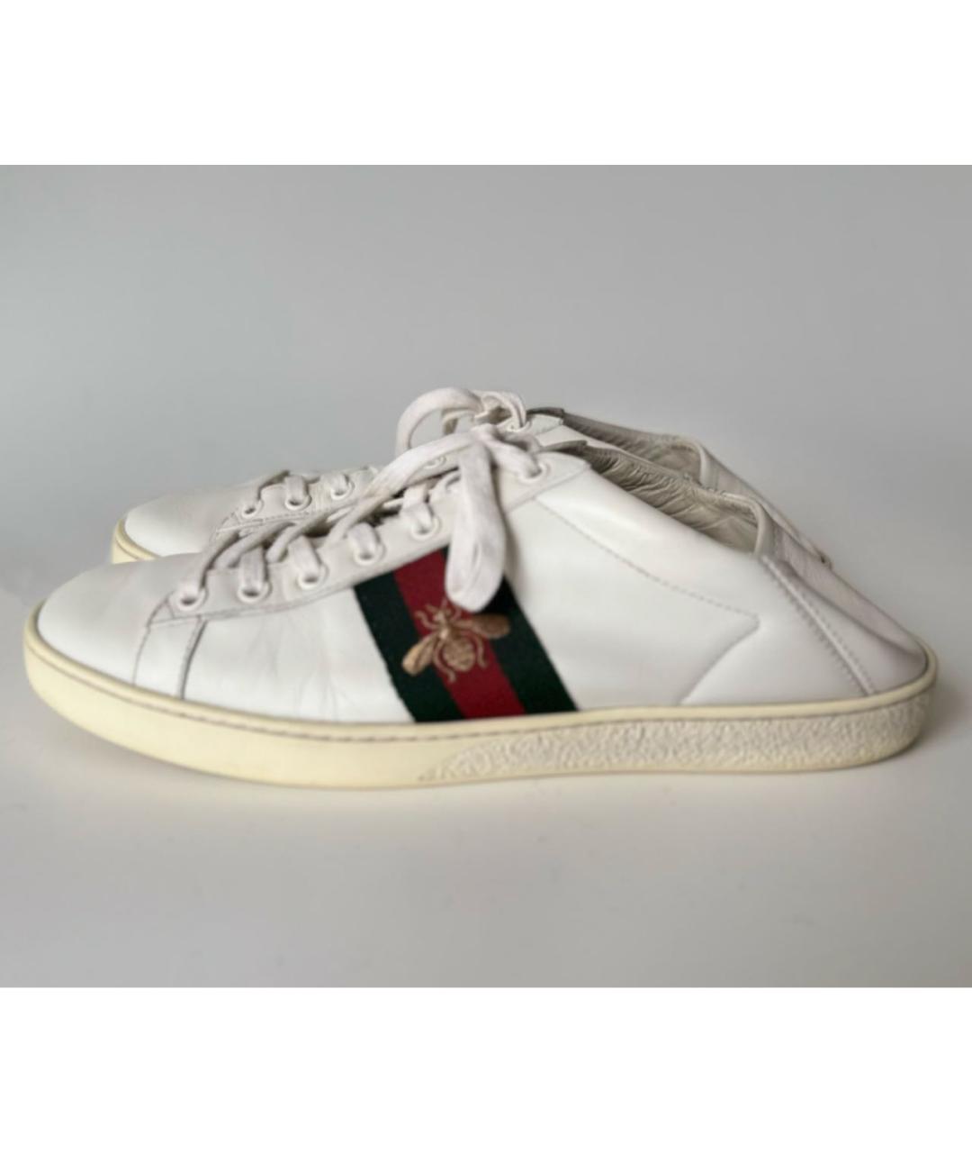 GUCCI Белые кожаные кеды, фото 6