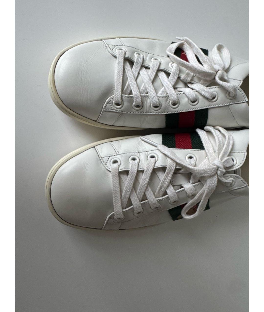 GUCCI Белые кожаные кеды, фото 8